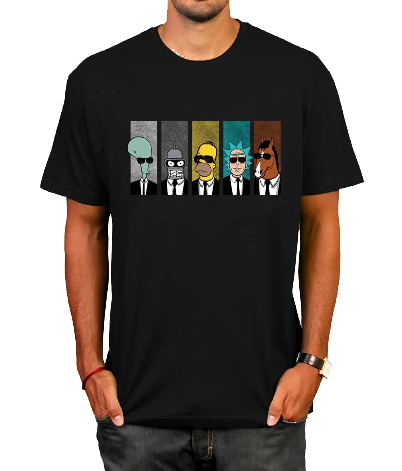 t-shirt Col rond décontracté hommes  Couple Geek BoJack cavalier us