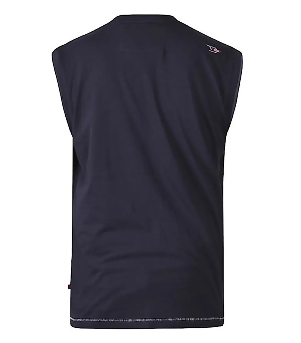 T-shirt sans manches DUKE en coton et col rond bleu marine logo floqué